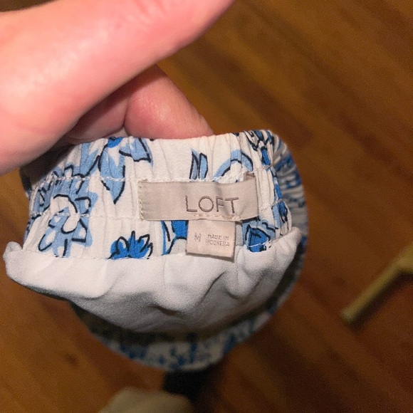 LOFT Floral Blue A-Line Skirt with Draw String Medium - Picture 3 of 6